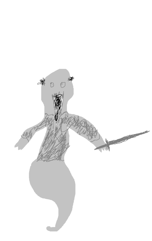 A very poor drawing of a ghostly knight.