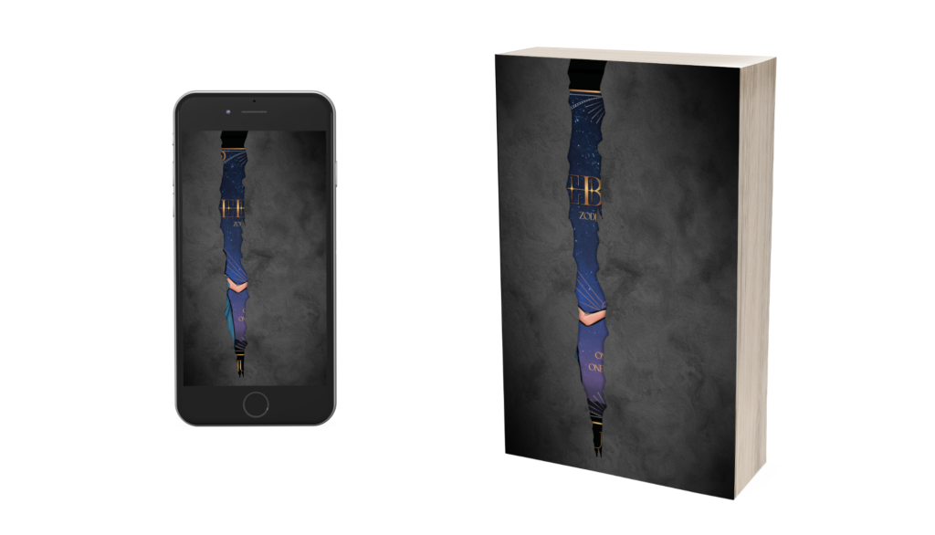 3D Mock Up of a book and a phone featuring a hidden cover for ReBirth by Azshure Raine.